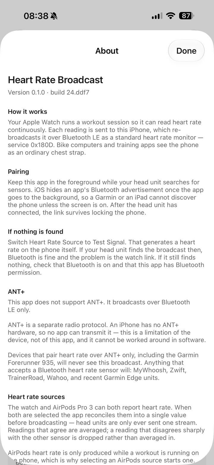 About screen answering common questions about what the app can and cannot do.